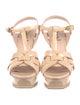 Saint Laurent Tribute Platform Sandals Patent Leather T-Strap Sandals