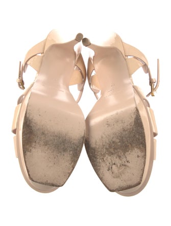 Saint Laurent Tribute Platform Sandals Patent Leather T-Strap Sandals