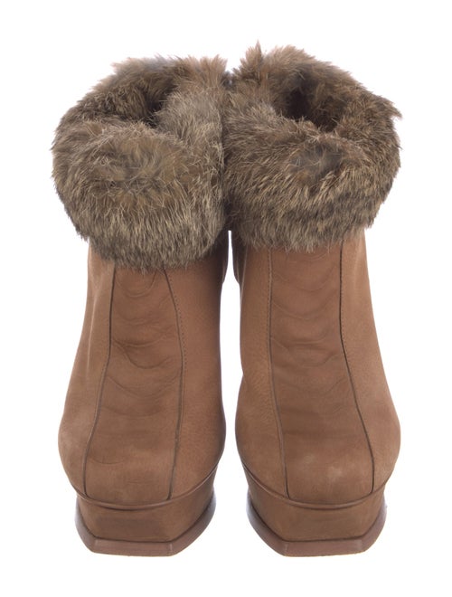 Saint Laurent Suede Fur Trim Boots