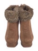 Saint Laurent Suede Fur Trim Boots
