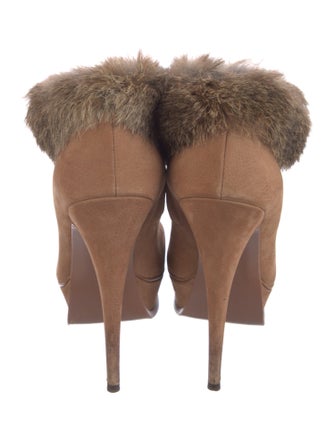 Saint Laurent Suede Fur Trim Boots