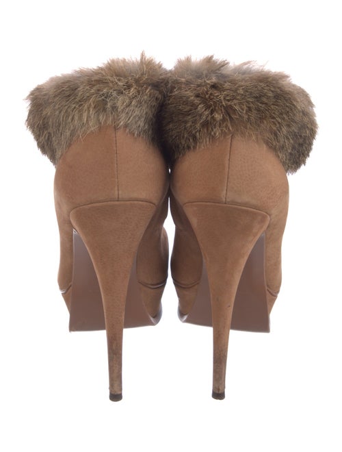 Saint Laurent Suede Fur Trim Boots