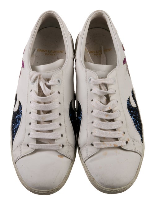 Saint Laurent Leather Glitter Accents Sneakers