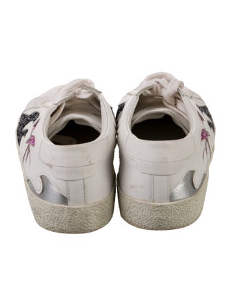 Saint Laurent Leather Glitter Accents Sneakers