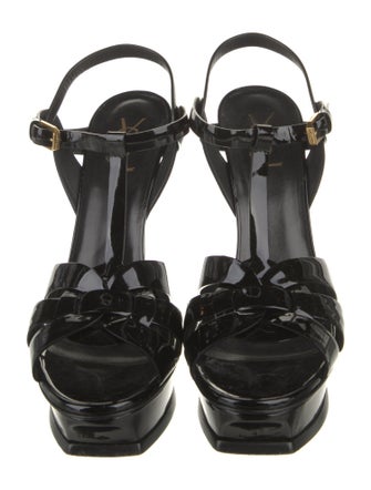 Saint Laurent Patent Leather T-Strap Sandals