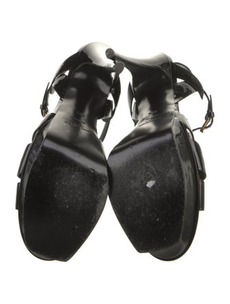 Saint Laurent Patent Leather T-Strap Sandals