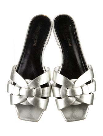 Saint Laurent Leather Cutout Accent Slides