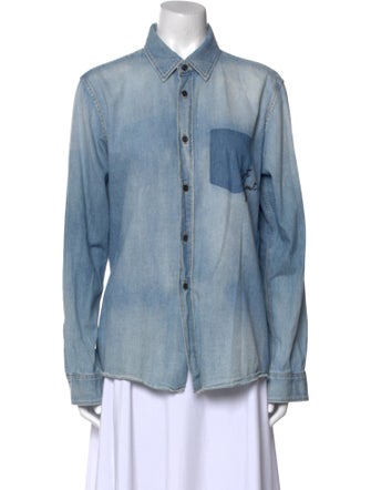 Saint Laurent Long Sleeve Button-Up Top
