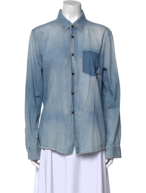 Saint Laurent Long Sleeve Button-Up Top