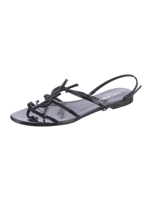 Saint Laurent Patent Leather Crystal Embellishments Slingback Sandals