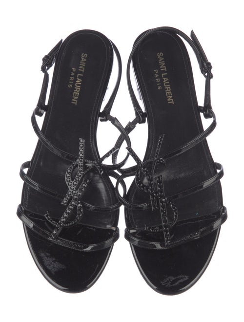 Saint Laurent Patent Leather Crystal Embellishments Slingback Sandals