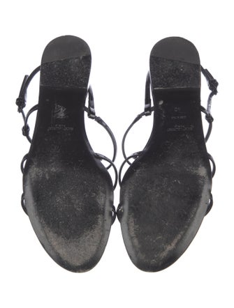 Saint Laurent Patent Leather Crystal Embellishments Slingback Sandals