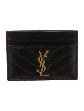 Saint Laurent 2019 Cassandre Monogram Chevron Matelassé Card Case Card Holder