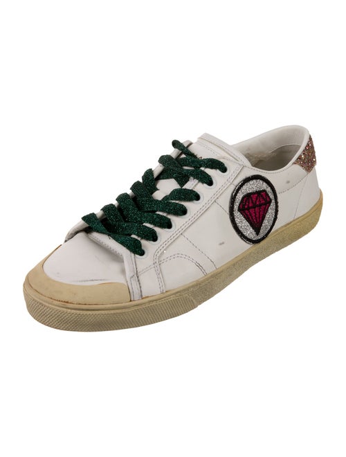 Saint Laurent Leather Glitter Accents Sneakers