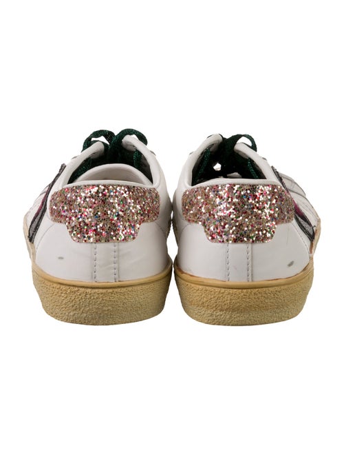 Saint Laurent Leather Glitter Accents Sneakers