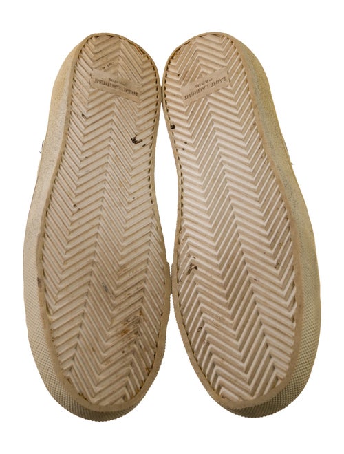 Saint Laurent Leather Glitter Accents Sneakers