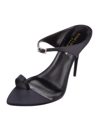 Saint Laurent Satin Crystal Embellishments Slides