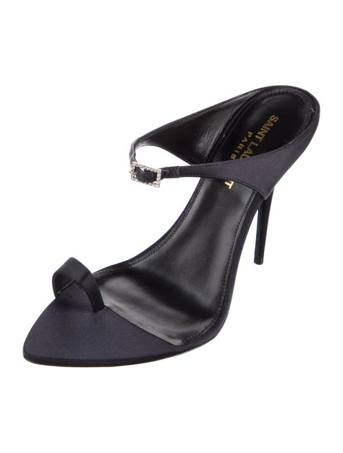 Saint Laurent Satin Crystal Embellishments Slides