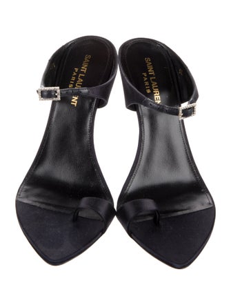 Saint Laurent Satin Crystal Embellishments Slides