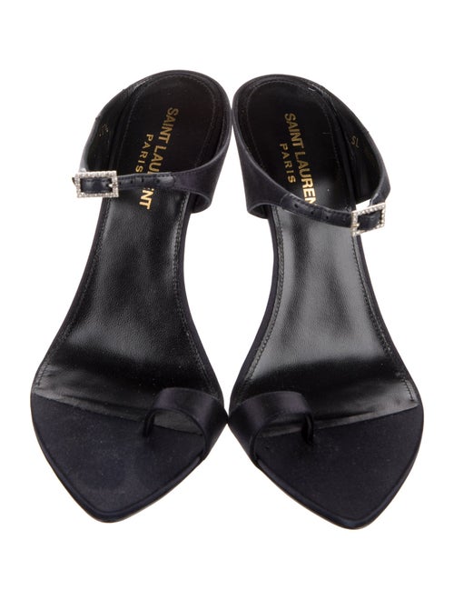 Saint Laurent Satin Crystal Embellishments Slides