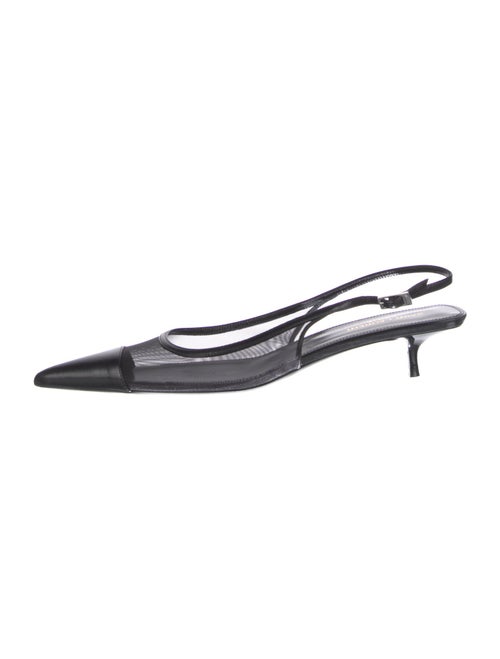 Saint Laurent Leather Leather Trim Embellishment Slingback Pumps