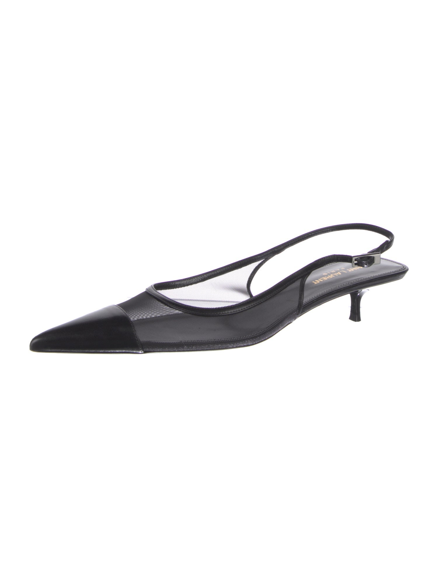 Saint Laurent Leather Leather Trim Embellishment Slingback Pumps