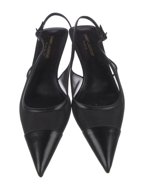 Saint Laurent Leather Leather Trim Embellishment Slingback Pumps