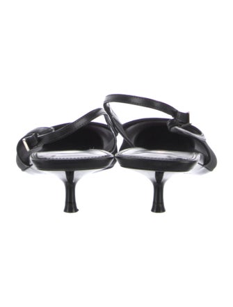 Saint Laurent Leather Leather Trim Embellishment Slingback Pumps