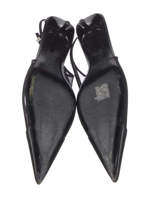 Saint Laurent Leather Leather Trim Embellishment Slingback Pumps