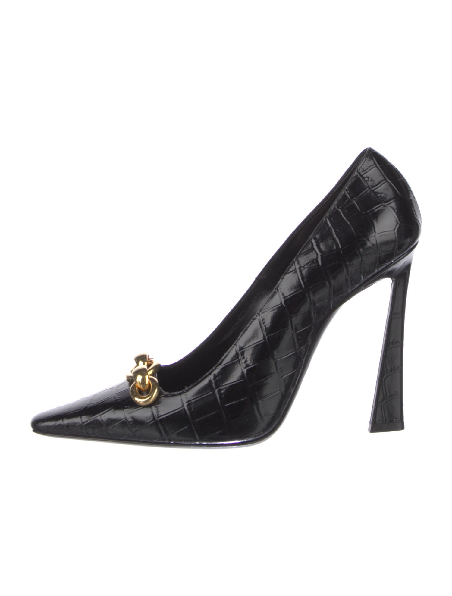 Saint Laurent Embossed Leather Chain-Link Accents Pumps