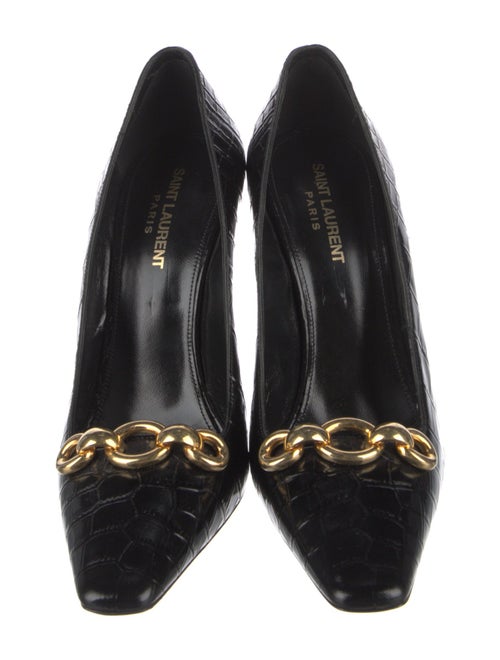 Saint Laurent Embossed Leather Chain-Link Accents Pumps