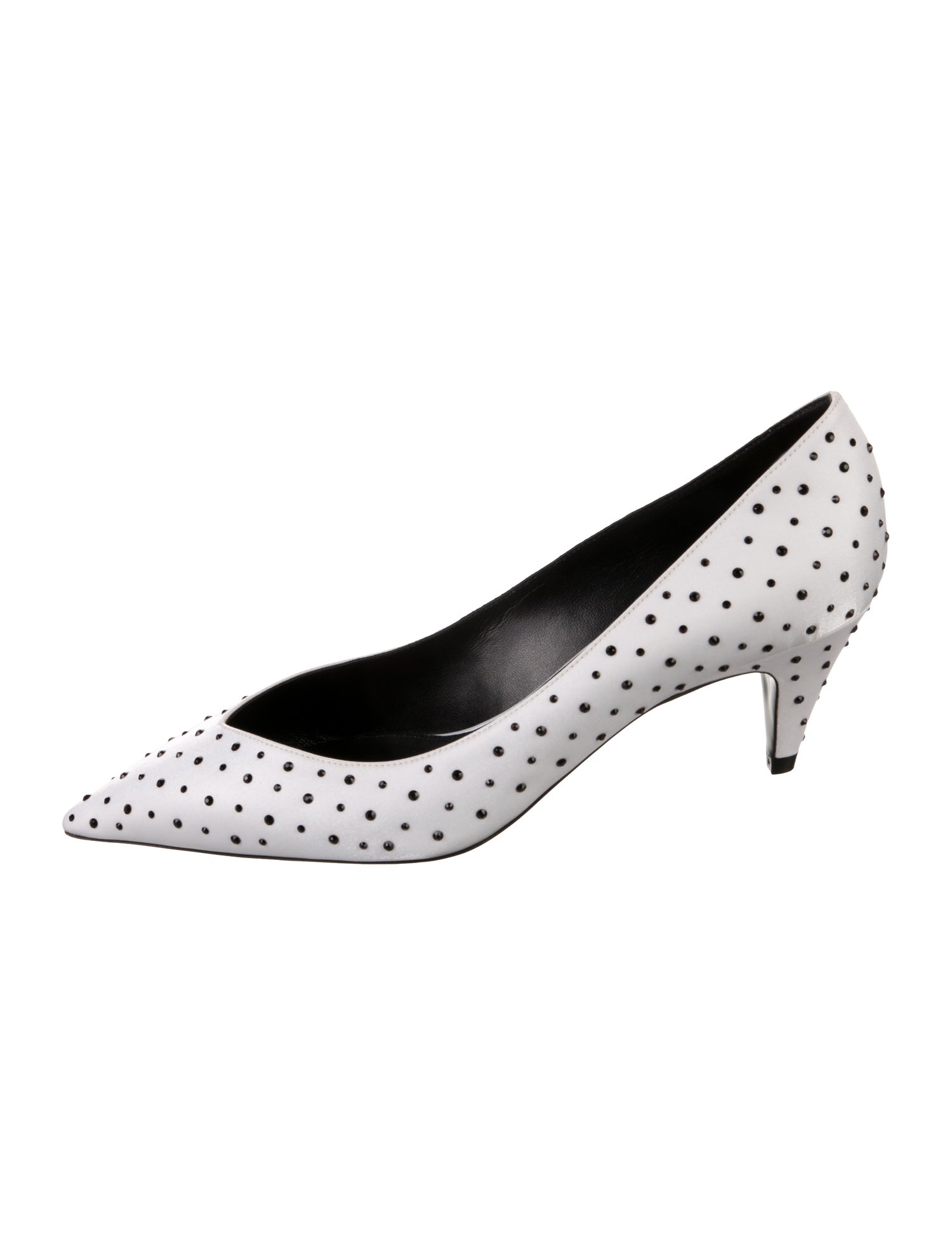 Saint Laurent Satin Polka Dot Print Pumps