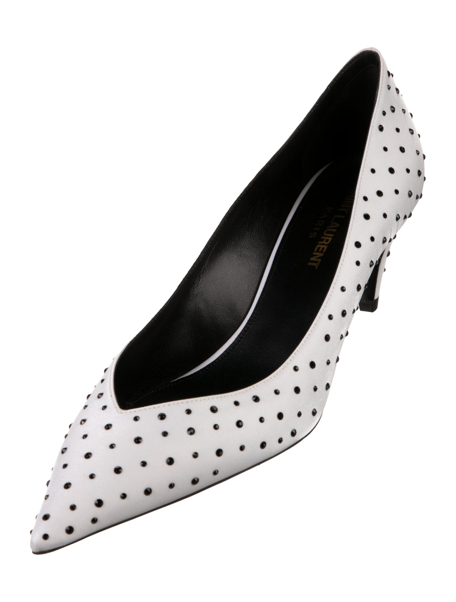 Saint Laurent Satin Polka Dot Print Pumps