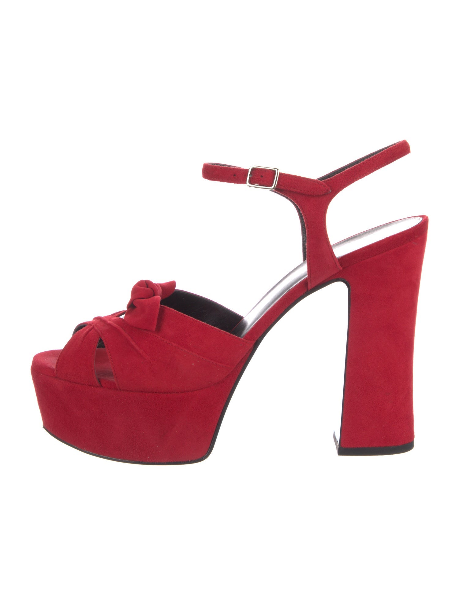 Saint Laurent Suede Bow Accents Sandals