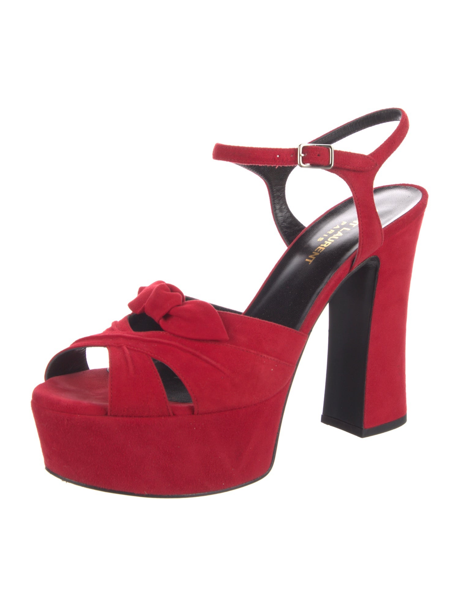 Saint Laurent Suede Bow Accents Sandals