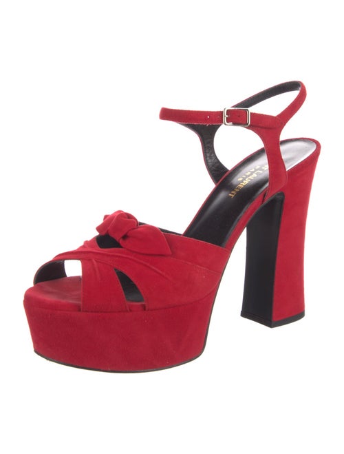 Saint Laurent Suede Bow Accents Sandals