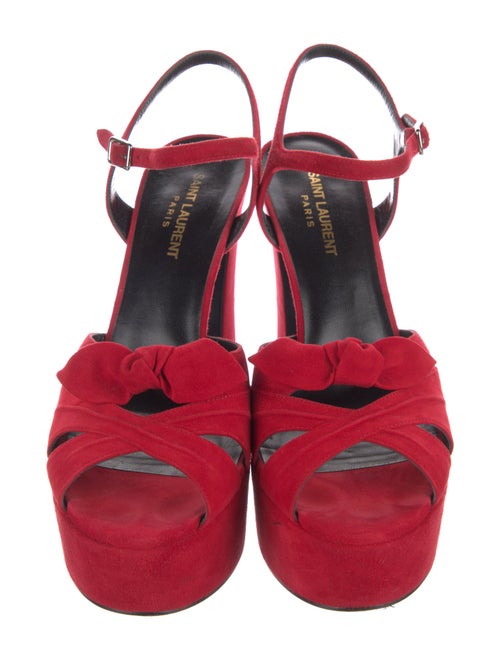 Saint Laurent Suede Bow Accents Sandals