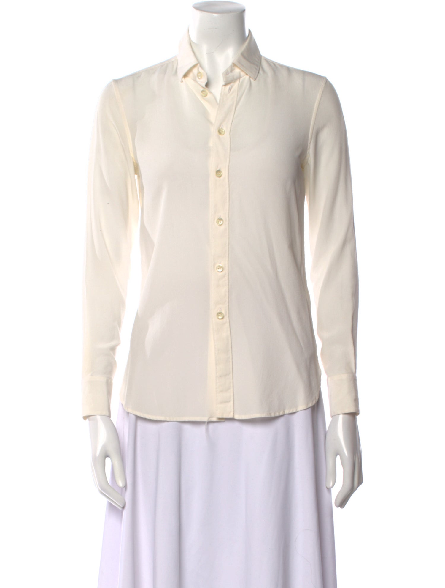 Saint Laurent Silk Long Sleeve Button-Up Top