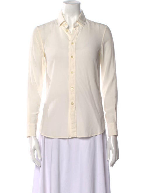 Saint Laurent Silk Long Sleeve Button-Up Top
