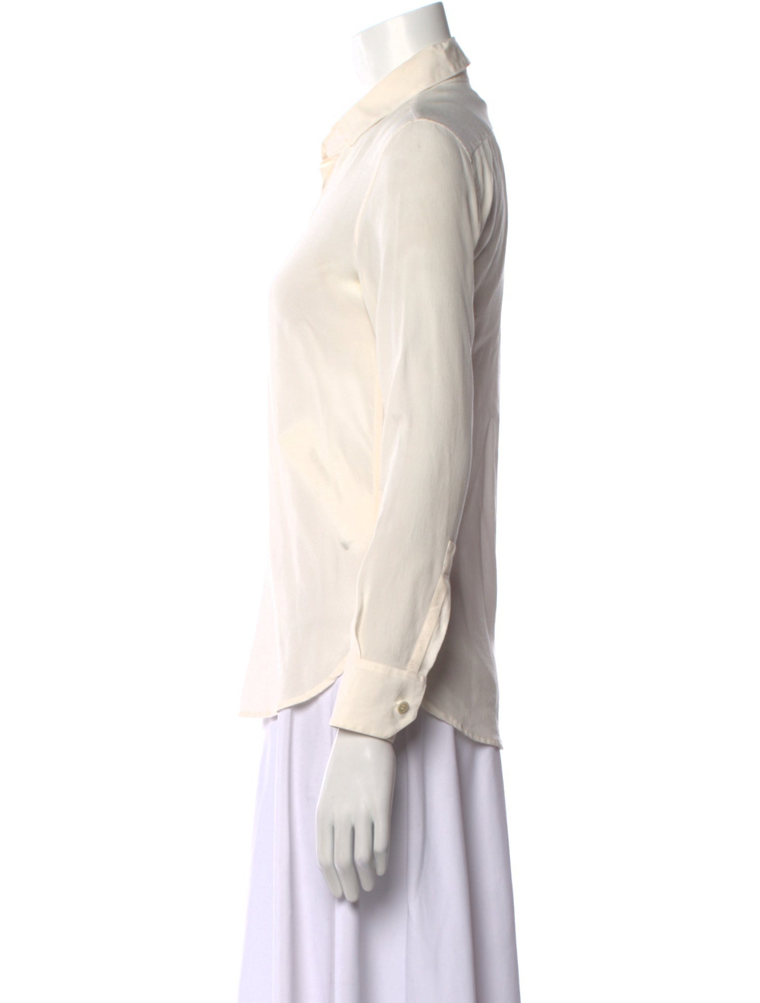 Saint Laurent Silk Long Sleeve Button-Up Top