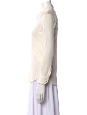 Saint Laurent Silk Long Sleeve Button-Up Top