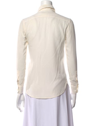 Saint Laurent Silk Long Sleeve Button-Up Top