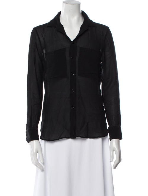 Saint Laurent Silk Long Sleeve Button-Up Top