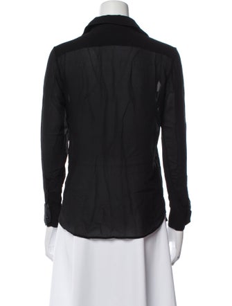Saint Laurent Silk Long Sleeve Button-Up Top