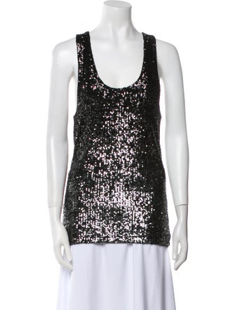 Saint Laurent Sequin Scoop Neck Top