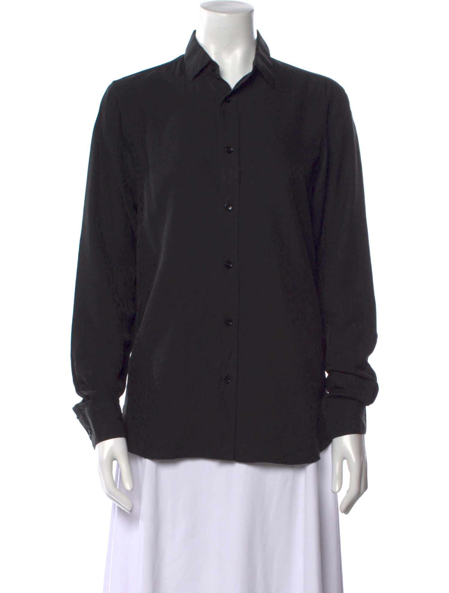 Saint Laurent Silk Long Sleeve Button-Up Top