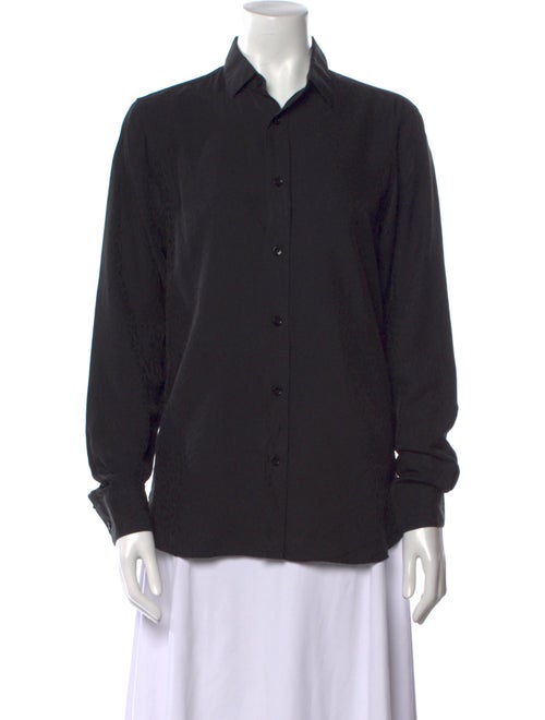 Saint Laurent Silk Long Sleeve Button-Up Top