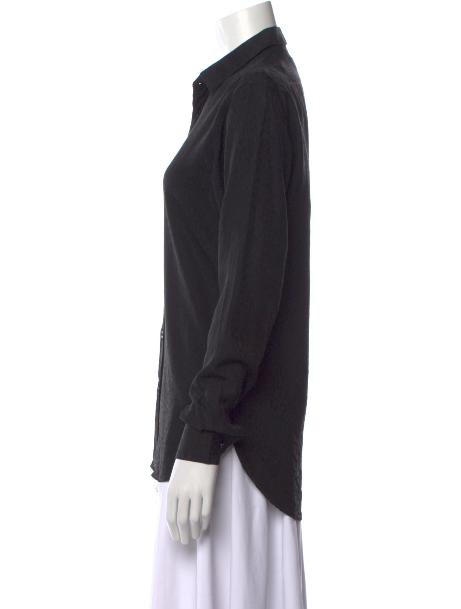 Saint Laurent Silk Long Sleeve Button-Up Top