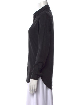 Saint Laurent Silk Long Sleeve Button-Up Top