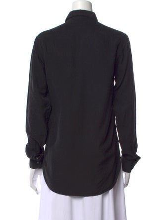 Saint Laurent Silk Long Sleeve Button-Up Top